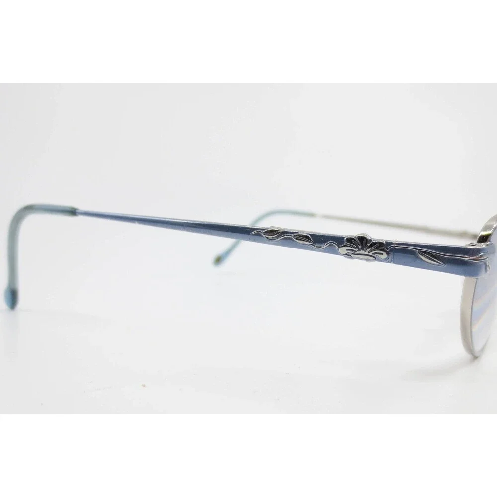 Revlon Lily Blue Metal Oval Eyeglass Frames Floral Temple 48-20-135 36145
